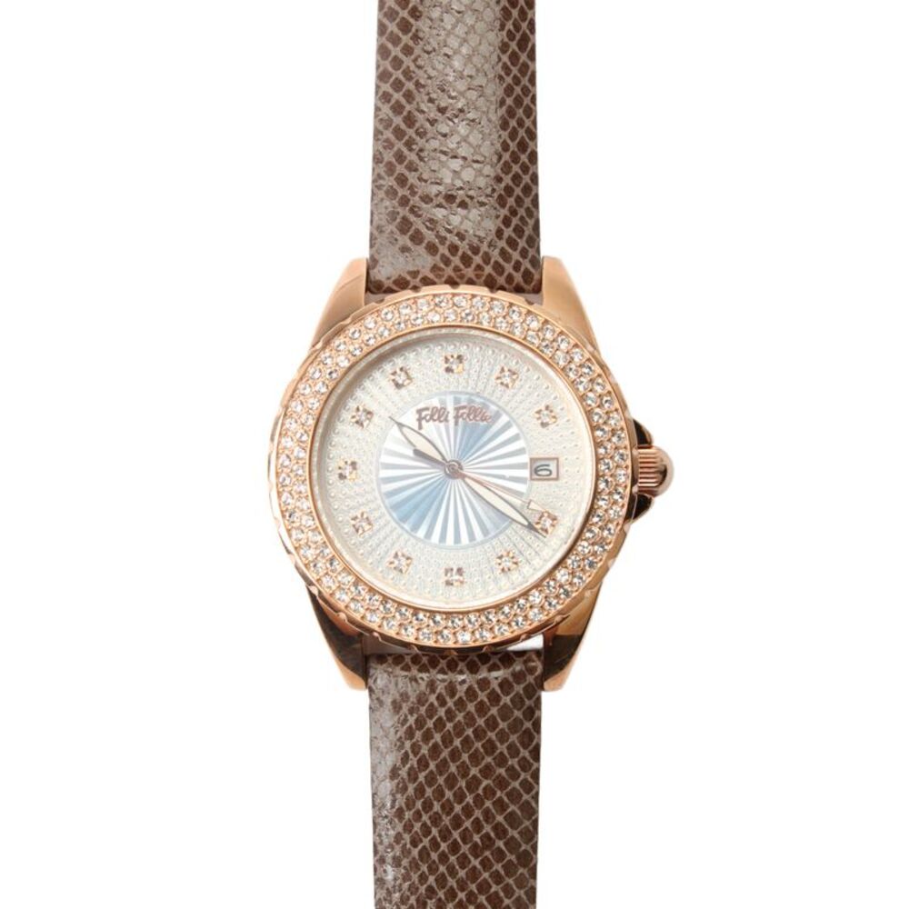 Folli Follie Womens Rose Gold Tone S-Steel Crystal WF1B028ST Quartz Watch 41mm N